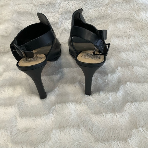 Vince Camuto Black Leather Peep Toe Sling Back Size 9.5 - Picture 2 of 7